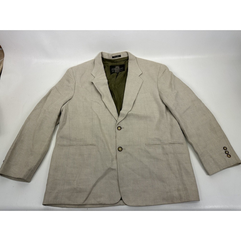 STRUCTURE LE COLLEZIONI SUIT Jacket Blazer Sz‎ XL 2 BUTTON Linen Blend